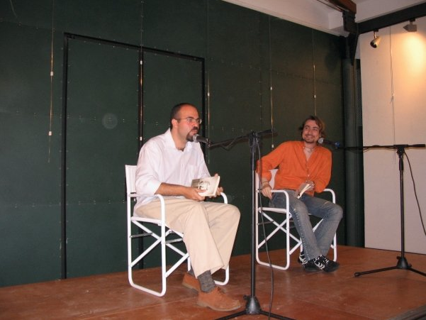 Con Stefano Spagnolo alla rassegna "Inchiostri!", Chioggia (VE). Presentazione di "Buon lavoro" (4 agosto 2006)